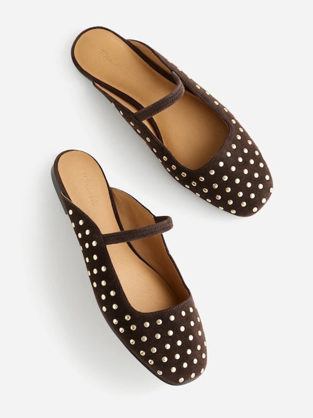 Madewell The Greta Ballet Flat Mule Studded in Dark Carob Brown Size 7 - Picture 2 of 11